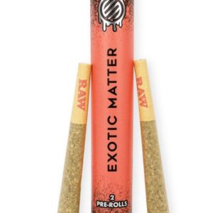 Buy Exotic Matter Red Bullz Pre-Roll UK online. Grape Gas x White Runtz 50/50 hybrid pre-roll with exclusive straight gasoline terps in a 2x0.7g multi-pack. Discreet UK delivery.