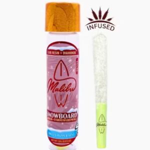 Buy Malibu Sweet Peppermint Snowboard Pre-Roll UK online. Inside-and-out THC diamond coated sativa at 41.87% THC with refreshing peppermint flavour. Discreet UK delivery.