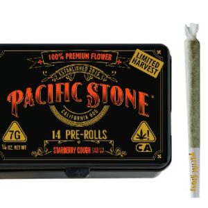 Buy Pacific Stone Starberry Cough Pre-Rolls UK online. 14-pack greenhouse-grown sativa pre-rolls at 22% THC with sweet berry flavour and uplifting energy. Discreet UK delivery.